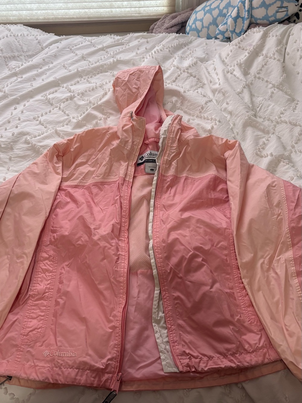 Columbia Pink Ombre Hooded Windbreaker Jacket